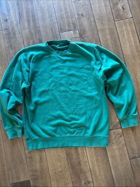 Men's Teal Crewneck Sweatshirt - heavy cotton Everyday Pullover XL. Comfy.